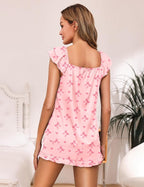 Satin Pajama Set for Women 2 Piece Silk Pjs Ruffle Sleeve Top and Shorts Cute Bridal Sleepwear Set S-XXL