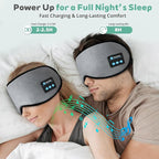 Sleep Mask Bluetooth Wireless Headphones, Sleep Earphones Music Eyemask, 2 in 1 Ear Mask and Eye Mask for Side Sleepers, Warm Earbuds Built-in HD Speakers Blindfold for Men Women (Grey)