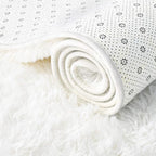 ISEAU 4x6 Area Rug for Living Room, Cream White Rugs for Bedroom, Kitchen, Soft Shaggy Carpets, Fluffy and Machine Washable Mats, Under Bed, On Nursery Floors Mat, Boys, Girls Room Carpet Decor