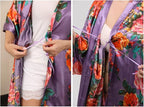 QXQTER Peony Floral Silky Satin Robe Wedding Bridal Party Bride Bridesmaid Robes for Women Dressing Gown Kimono Robe