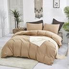 Cottonight Khaki Comforter Set King Beige Champagne Bedding Comforter Women Men Taupe Sand Color Quilts Blanket Soft Breathable Cozy Lightweight Modern Solid Dark Champagne Comforter Set All Season