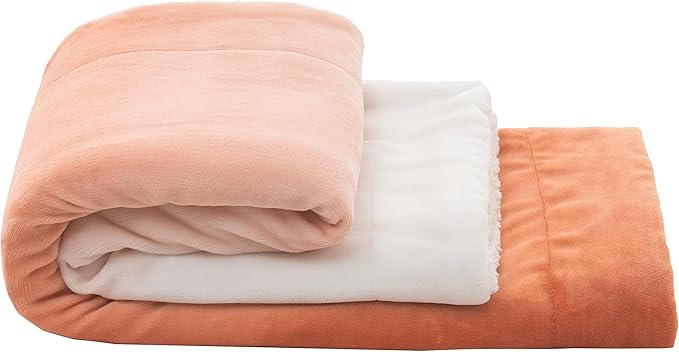 Elegant Comfort Throw Blanket, Reversible Sherpa Flannel, Ultra-Soft, Fuzzy, Cozy and Plush- All Season Lightweight Decorative Throw, 50 x 60 inches, Ombre Design Sherpa Throw, Dusty Rose