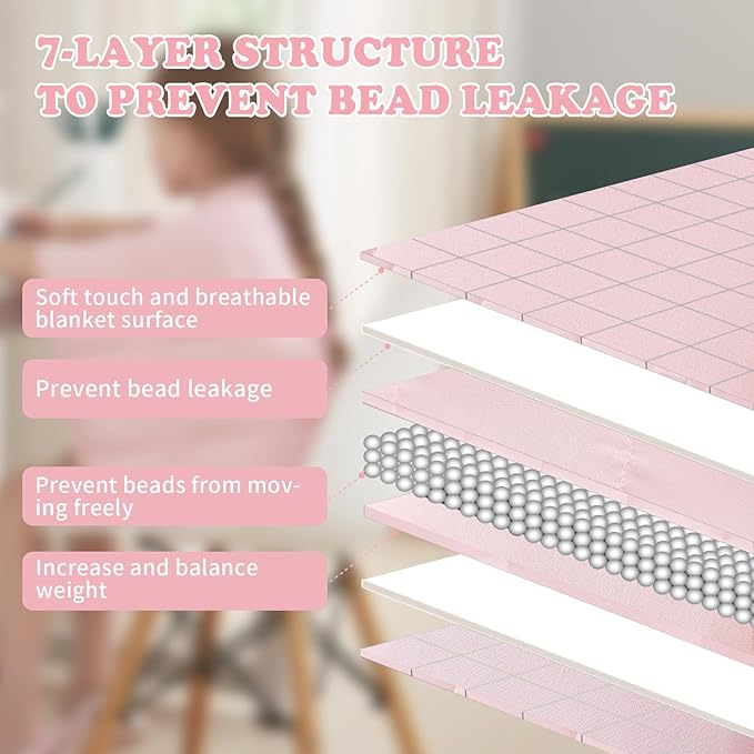 HOSUKKO Weighted Blanket - 2 lbs Pink Heavy Lap Indoor - Small Size Breathable Blanket(20 * 30 inches, 2 lbs)