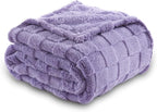 NEWCOSPLAY Super Soft Queen Blanket Lavender Premium Silky Flannel Fleece 3D Checkered Lightweight Bed Blanket All Season Use (Lavender Checkered, Queen(90"x90"))