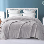 Exclusivo Mezcla Fleece Twin Size Blanket for Bed, 60x80 Inches Soft Cozy Jacquard Flannel Blankets, Lightweight Fuzzy Plush Warm for Women, Light Grey