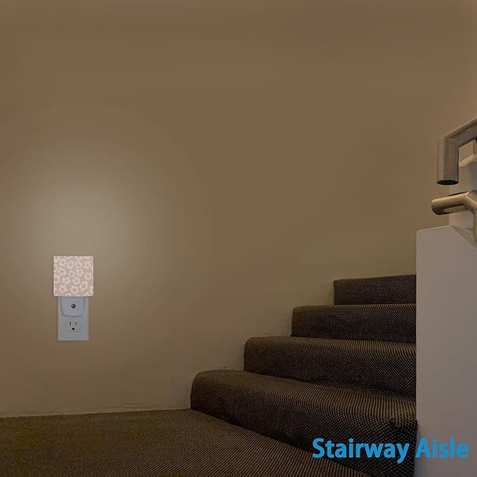 Night Lights Plug into Wall Vintage Groovy Flowers Night Lights Dusk to Dawn Sensor Led Lamp for Women Men,Led Lights for Stairway/Hallway/Bedroom,0.5W