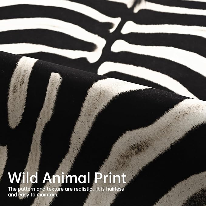 HOMORE Zebra Rug, 3x4 Feet Faux Animal Skin Print Rug,Small Zebra Hide Rugs for Wall Art Decor,Western Floor Carpet for Bedroom Bedside Living Room Desk, Black and White