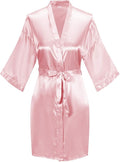 Women's Pure Color Satin Kimono Robe Short Bridesmaids Robe Dressing Gown