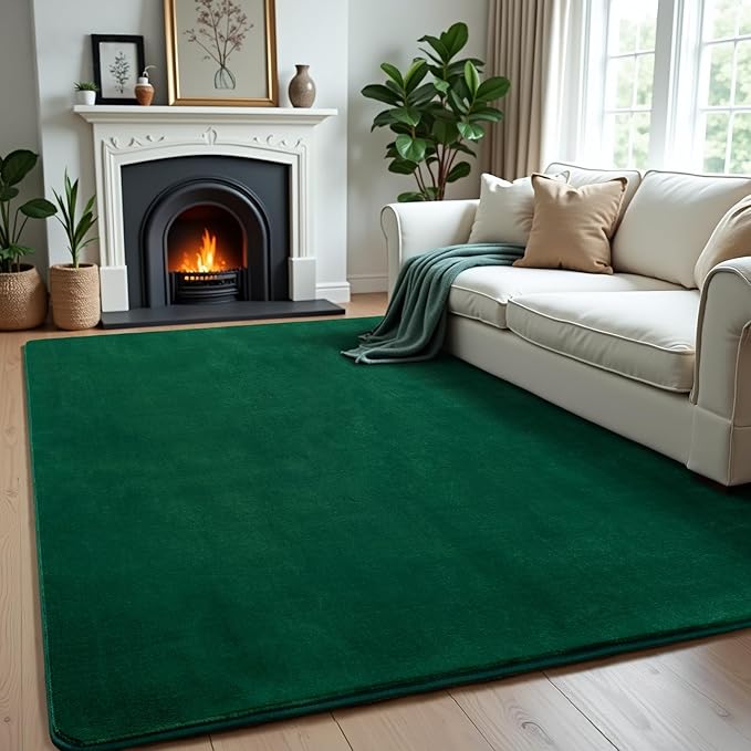 Andecor Shag Area Rug Fluffy Carpets, 5x7 Green Washable Living Room Bedroom Rugs, Soft Fuzzy Indoor Rugs for Dorm Boys Girls Kids Room Nursery Home Decorations