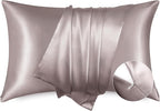 Bedsure Satin Pillowcase with Zipper, Similar to Silk Pillow Cases 2 Pack, Silky & Soft Satin Pillow Cases Standard Size for Hair and Skin, Dusty Rose Pillow Covers, Gifts for Women Men, 20x26 Inches