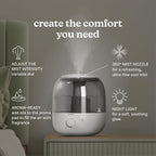 Homedics Ultrasonic Top Fill Humidifier, Cool Mist, 360° Nozzle, Up to 25 Hour Runtime, for Large Room, Bedroom, Nursery, Plants