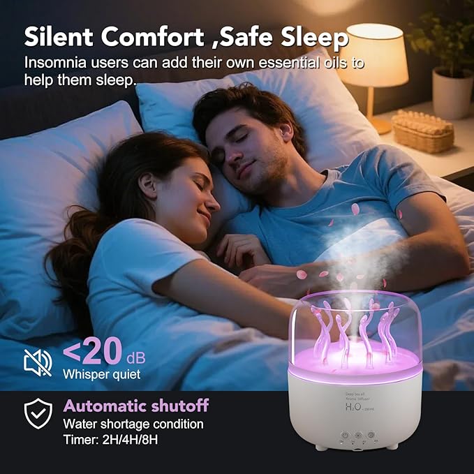 Jellyfish Diffuser 280ml, Cute humidifier, with Remote Control Timer, 7 Color LED Night Light, Essential oiluser Suitable for Home Office, Hotel spa Yoga Room, auto Shut-Off