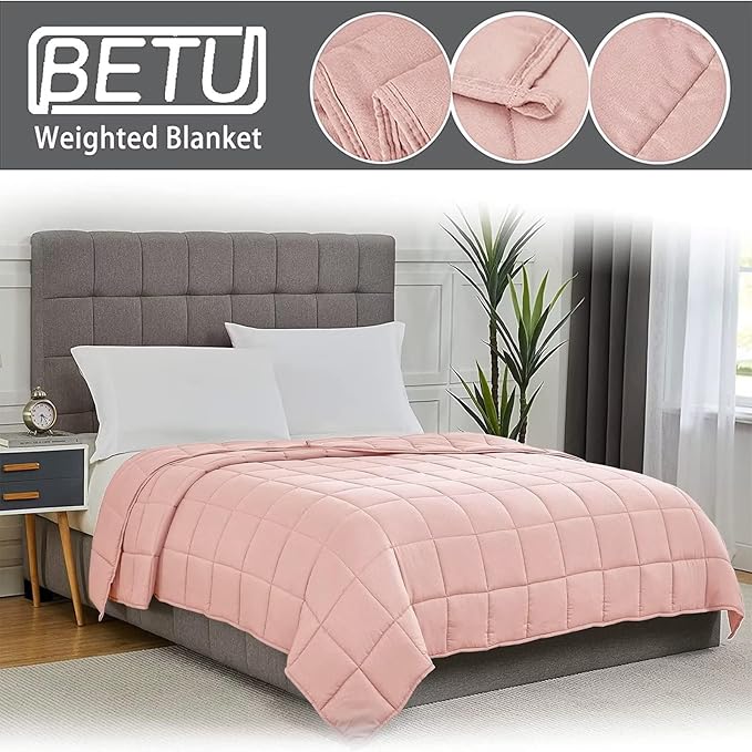 Pink Weighted Blanket for Adults 20lbs, 80"x87", King Size Cooling Heavy Throw Blanket for 130-220lbs, Microfiber Soft Thick Big Blankets Weighted Comforter Gifts for Sleeping