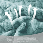 Exclusivo Mezcla Fleece Queen Size Blanket for Bed, 90x90 Inches Soft Cozy Jacquard Flannel Blankets, Lightweight Fuzzy Plush Warm for Women, Celadon
