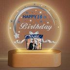 Customized Birthday Gifts Personalized Acrylic LED Night Light Lamp Crystal Ball Plaque Custom Photo Name Birthday Gifts for Mom Kids (Navy Blue and Silver)