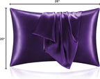 BEDELITE Satin Pillowcase with Zipper 2 Pack, Plum Purple Pillow Cases Standard Size, Super Soft and Cooling Similar to Silk Pillow Cases, Gift for Women Men(20x26 Inches)