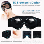 Bluetooth Sleep Mask, Sleep Mask with Bluetooth Headphones, Eye Mask with Sleeping Headphones for Side Sleeper, Nap, ASMR, Air Travel, Meditation, Relaxation-Black