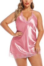 Avidlove Women Lingerie Plus Size Satin Lace Chemise Nightgown Sexy Full Slips Sleepwear L-4XL