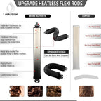 Overnight Heatless Hair Curler Jumbo Set, Overnight Rods for No Heat Curls - Velvet Satin Flexi Rods Sleep in Curlers Blowout, Hair Styling Accessories with Silk Scarf 4pcs Black