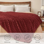 BEDELITE Burgundy Throw Blanket Twin Size for Bed- Super Soft and Warm 3D Checkered Fluffy Fuzzy Fleece Blanket, Luxurious Plush Cozy Blanket for Room Decor Fall and Winter, 60x80 inches