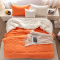 COTTEBED Winter Reversible Softness Burnt Orange and Beige Twin Comforter Set for Girls Kids College Dorm, Warm Thick Breathable Fluffy Cozy Comfy Bedding Down Comforter Christmas, Twin/Twin XL