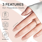 Modelones Sheer Greige Press on Nails, Short Square Fake Nails, Semi-Transparent Reusable Nail Kit with Nail Glue Adhesive Tabs Mini Nail File, Nails Press Ons 32Pcs16 Sizes, Women Girl Gift
