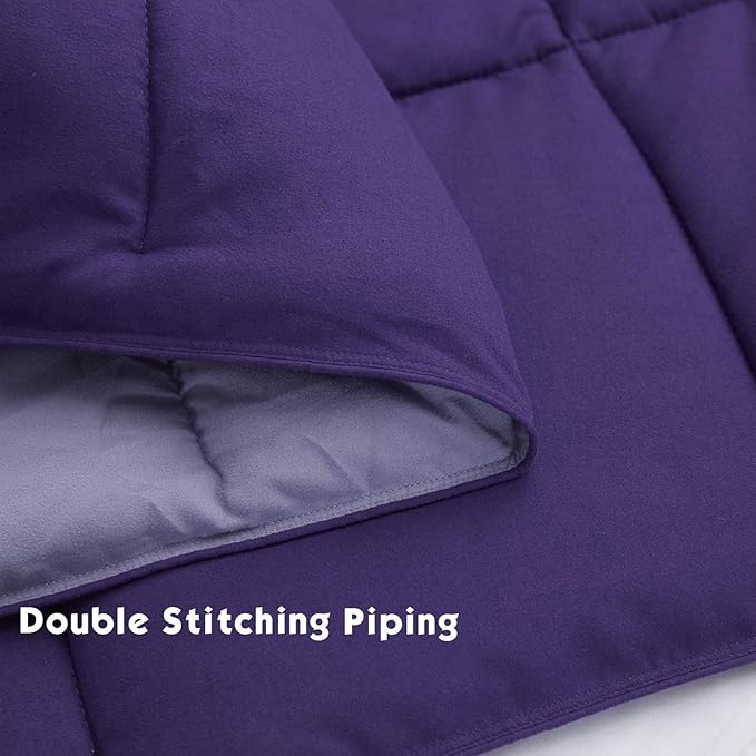 HIG 3pc Down Alternative Comforter Set - All Season Reversible Comforter with Two Shams - Quilted Duvet Insert with Corner Tabs - Box Stitched - Super Soft, Fluffy (King/Cal King, Purple)