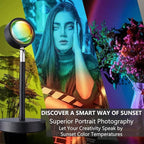 Sunset Lamp Projection Spotlight with Remote RGB 16 Colors for Influencer Video, 360 Degree Rotation Sunset Light Projector, Rainbow Projection Lamp LED Night Light for Bedroom, Party, Photography
