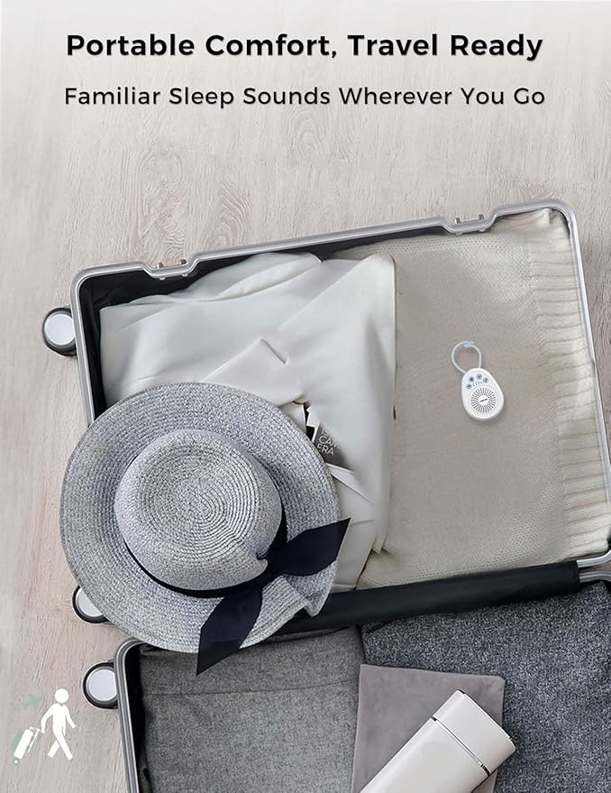 FOXFINE Portable Sound Machine, Travel White Noise Machine with 30 Soothing Sounds, Timer & Memory for Sleeping, Baby, Adults, Blue