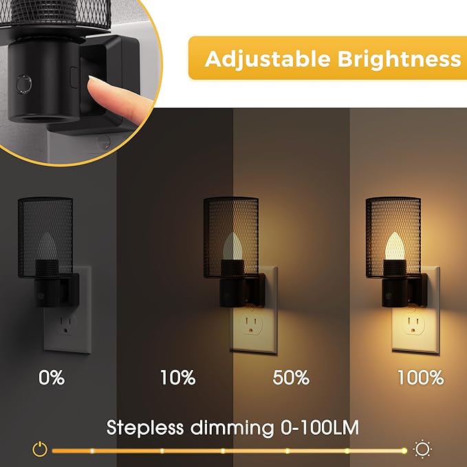 L LOHAS LED Night Light, 2 Pack Night Lights Plug into Wall, 3000K Warm White, Farmhouse Plug in Light with Dusk to Dawn Sensor, for Bedroom, Bathroom, Kitchen, Hallway