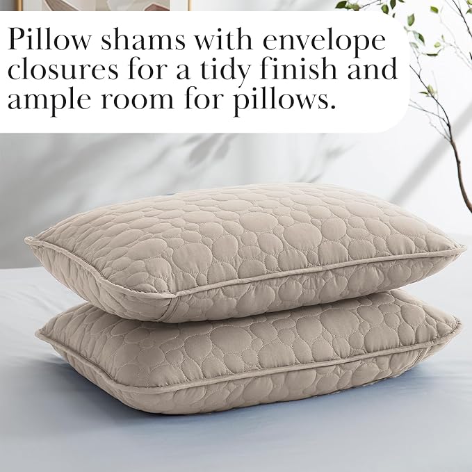 Southshore Fine Living, Inc. Oversized Quilt Bedding Set Lightweight, Prewash Fabric Soft Coverlet Bedspread 2-Piece, One Matching sham (68 in Wide x 98 in Long), Twin/Twin XL, Pebble Sandy Taupe