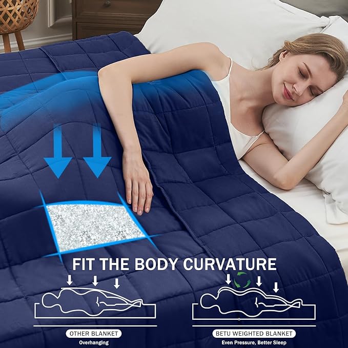 Navy Blue Weighted Blanket for Adults 12lbs, 60"x80", Queen Size Cooling Heavy Throw Blanket for 110-130lbs, Microfiber Soft Thick Big Blankets Weighted Comforter Gift for Sleeping