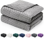 Wemore Minky Dot Weighted Blanket for Adults Twin Size 15 lbs, Soft Cozy Heavy Blanket for Stress Relief and Sleep Promotion, Breathable Blanket for All-Season with Glass Beads, Grey 60 x 80 inches