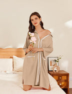 Ekouaer Women Zipper Robe Lightweight House Coat Zipper Front Short Bathrobes Soft Nightgown with Pockets S-3XL