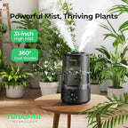 Homvana Humidifiers for Bedroom Home, 3.6L Cool Mist Top-Fill 34H Super Long Time, Quiet 23dB, Baby Humidifier, Oil Diffuser for Large Room, House, Plant, Nursery, Office, BPA FREE, Ultrasonic (Black)