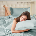 Vielit Queen Satin Pillowcase for Hair 2pc,Similar to Silk Pillow Cases,Easier Care Than Silk Pillowcase,Gifts for Women Men,Sage Green,20x30 & Envelope Closure and 2 Satin Scrunchies