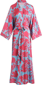 Aensso Long Soft Lightweight Silky Kimonos Robes for Women, Luxury Japanese Floral Womens Kimono Robe