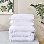 Luxlovery White Comforter Set Queen White Bedding Comforter Set Bed Sets Solid Blanket Quilts Hotel Collection Women Men Soft Breathable Queen Size 3 Piece Comforter