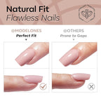 Modelones Sheer Greige Press on Nails, Short Square Fake Nails, Semi-Transparent Reusable Nail Kit with Nail Glue Adhesive Tabs Mini Nail File, Nails Press Ons 32Pcs16 Sizes, Women Girl Gift
