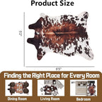 Cow Print Rug, Faux Fur Western Rug 5.2x6.5 Feet Non-Slip Animal Print Washable Faux Cashmere Carpet for Living Room, Western Bedroom Decor, Rustic Farmhouse Home Office