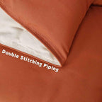 HIG 3pc Burnt Orange Queen Size Comforter Set - All Season Reversible Down Alternative Comforter with Sham - Quilted Duvet Insert with Corner Tabs - Box Stitched - Breathable, Soft, Fluffy