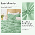 BEDELITE Sage Green Queen Comforter Set - 3 Pieces Boho Pintuck Bedding Comforter Sets, Lightweight Soft & Warm Bed Comforter Queen with 2 Pillowcases for All Season