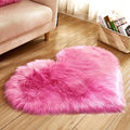 Fluffy Faux Fur Heart Shaped Area Rug Soft Fuzzy Carpet Home Decoration Wedding Party for Bedroom Living Room Bedside 60x60cm Hot Pink