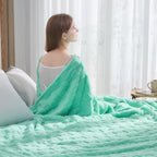NEWCOSPLAY Super Soft Twin Blanket Aqua Premium Silky Flannel Fleece 3D Checkered Lightweight Bed Blanket All Season Use (Aqua Checkered, Twin(60"x80"))
