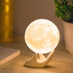Mydethun 3.5 Inch 3D Moon Lamp – Birthday Gifts for Women, Mood Lighting w/Ceramic Base, White Elephant Gifts for Teenage Girls, White/Yellow Touch-Dimmable LED Night Light for Kids Room
