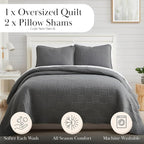 Southshore Fine Living, Inc. Oversized King Quilt Bedding Set with 2 Matching Shams, Coverlet for King/California Size Bedding, Soft, Lightweight Microfiber Quilt Set, Slate