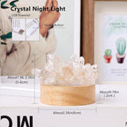 Runyangshi Natural Crystal Night Lamp Bedroom Bedside Sleep Night Light Clear Healing Single Crystal Gemstone Quartz Ambient Light USB Powered Night Decoration Desktop Ornament for Home Decor Gift