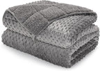 Minky Dot Weighted Blanket for Adults Twin Size 15 lbs, Soft Cozy Heavy Blanket for Stress Relief and Sleep Promotion, Warm Blanket for Autumn Winter with Glass Beads, Grey 48 x 72 inches