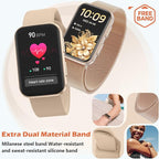 MorePro Health Fitness Tracker for Women Men, 24/7 Heart Rate Blood Pressure & Oxygen Monitoring, Sleep Tracker, 120+ Sport Modes Smart Watch, IP68 Waterproof, 2 Bands, Compatible Android iOS