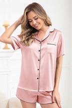 Women's Pajamas Set Sleepwear with Short Sleeve Top & Elastic Waist Shorts